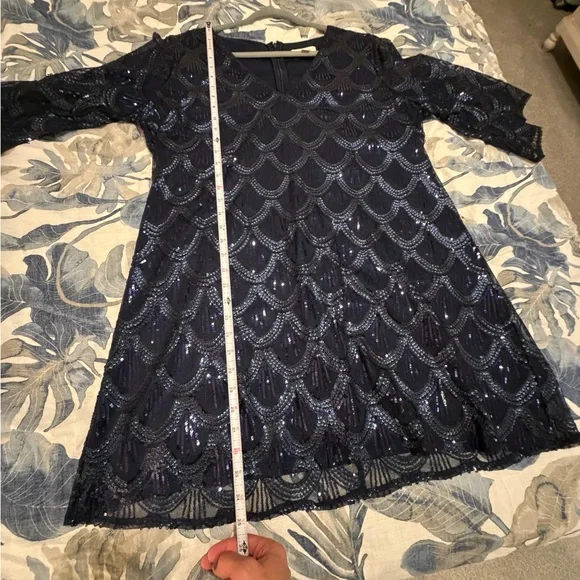*EUC* Honey Punch Midnight Blue Sequin Dress - Picture 5 of 9